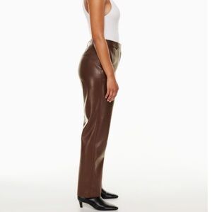 NWT Aritzia Babaton Command Pant Mid-rise Brown Vegan Leather pants Size 4